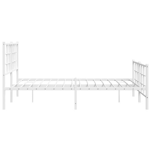 Sengeramme med sengegavl og fodgærde 135x190 cm metal hvid