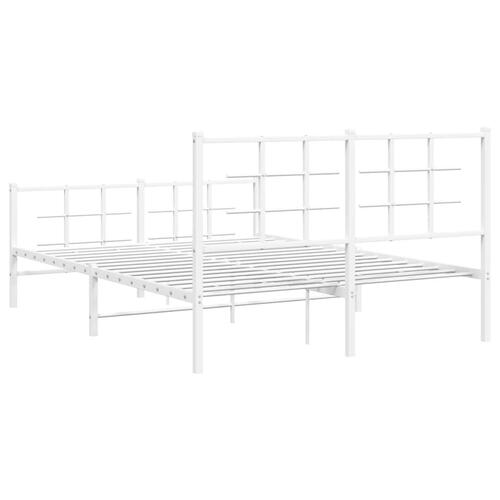 Sengeramme med sengegavl og fodgærde 135x190 cm metal hvid