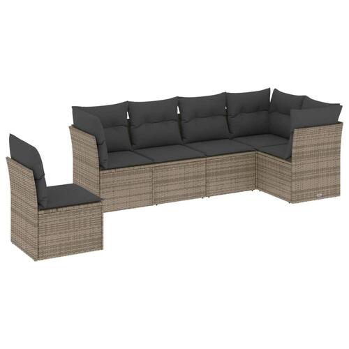 Sofasæt til haven 6 dele med hynder polyrattan grå