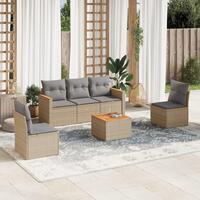 Sofasæt til haven 6 dele med hynder polyrattan beige