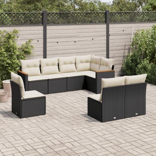 Sofasæt til haven 8 dele med hynder polyrattan sort