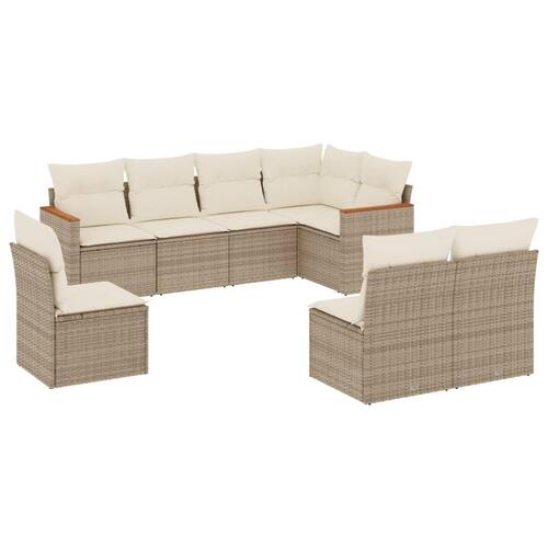 Sofasæt til haven 8 dele med hynder polyrattan beige