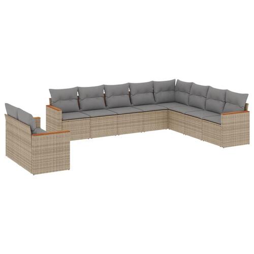 Sofasæt til haven 10 dele med hynder polyrattan beige