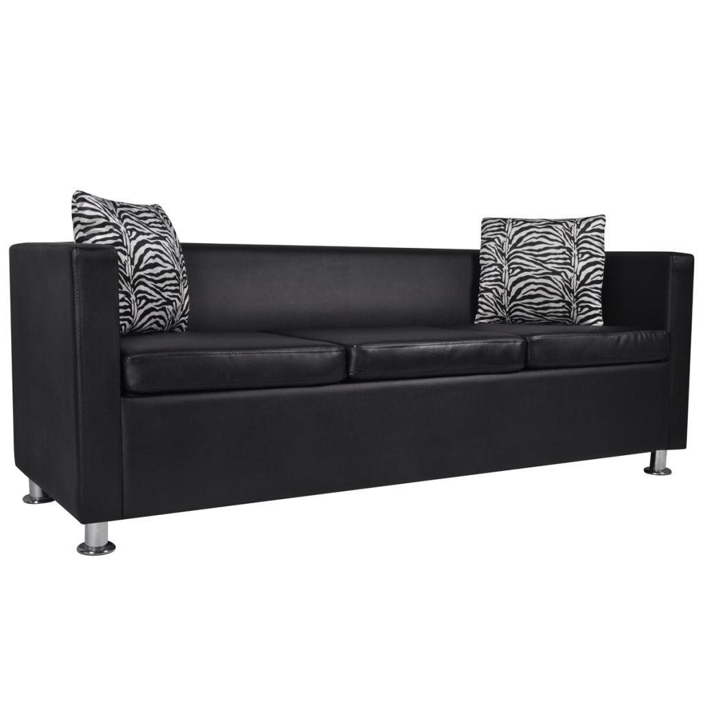 Sofa 3-pers. kunstlæder sort