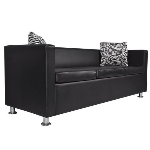 Sofa 3-pers. kunstlæder sort