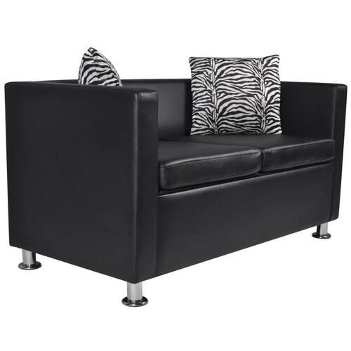 Sofa 2-pers. kunstlæder sort