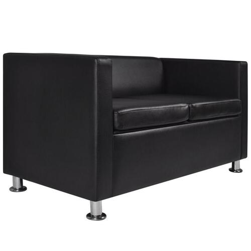Sofa 2-pers. kunstlæder sort