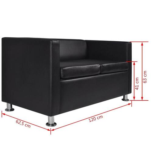 Sofa 2-pers. kunstlæder sort