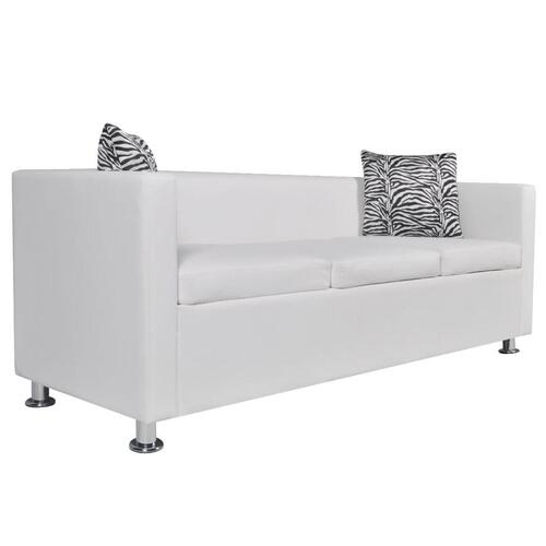 Sofa 3-pers. kunstlæder hvid