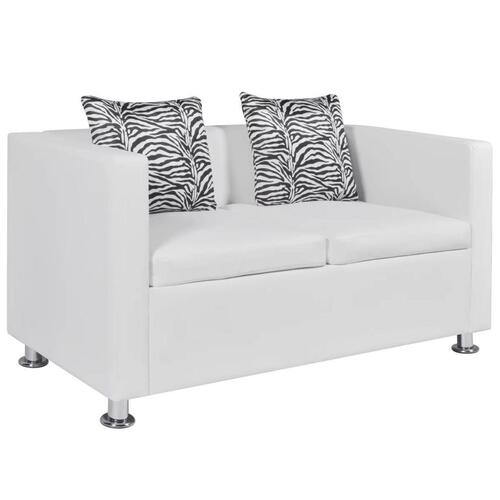 Sofa 2-pers. kunstlæder hvid