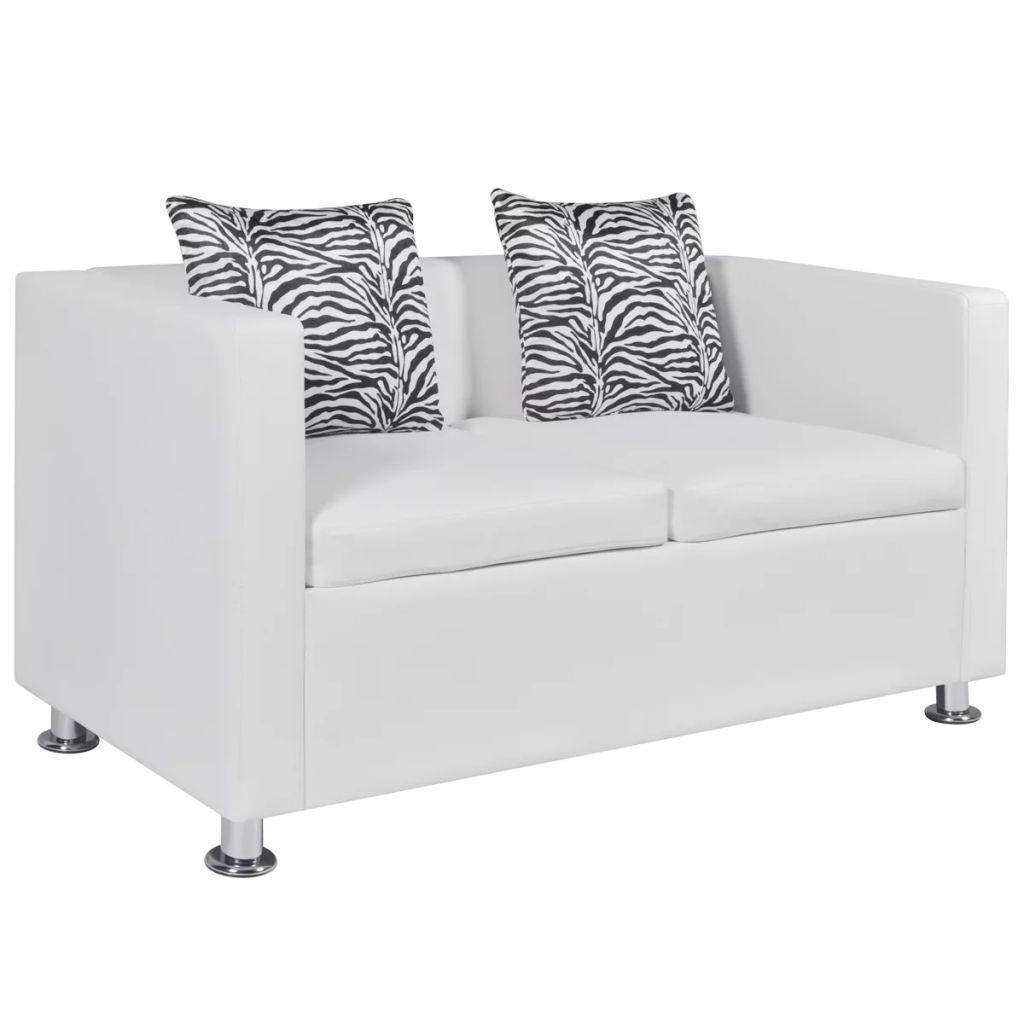 Sofa 2-pers. kunstlæder hvid