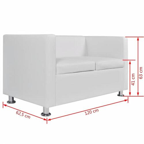 Sofa 2-pers. kunstlæder hvid
