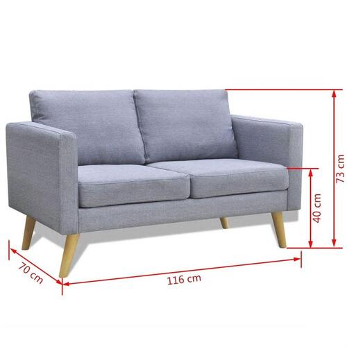 Sofa 2-pers. stof lysegrå