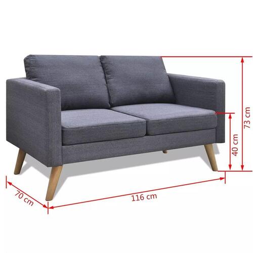 Sofa 2-pers. stof mørkegrå