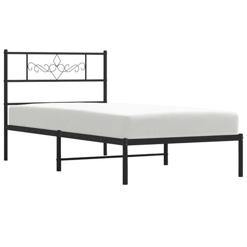 Sengeramme med sengegavl 100x200 cm metal sort