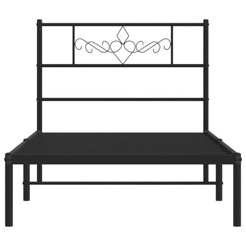 Sengeramme med sengegavl 100x200 cm metal sort