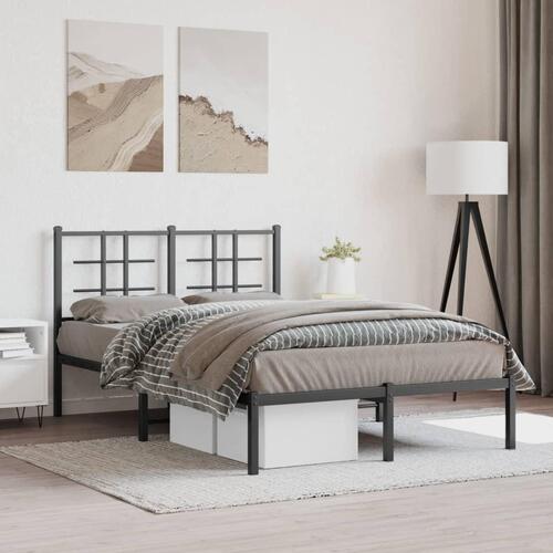 Sengeramme med sengegavl 120x190 cm metal sort