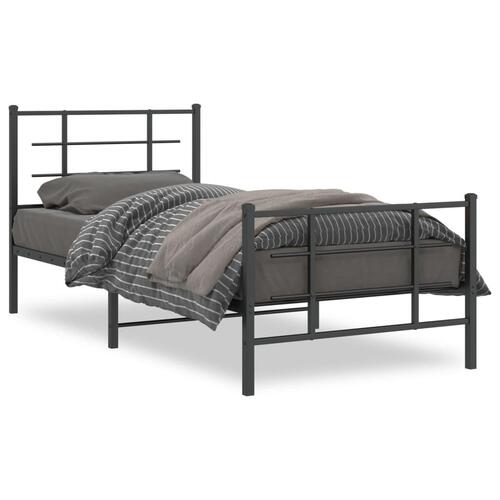 Sengeramme med sengegavl og fodgærde 90x200 cm metal sort