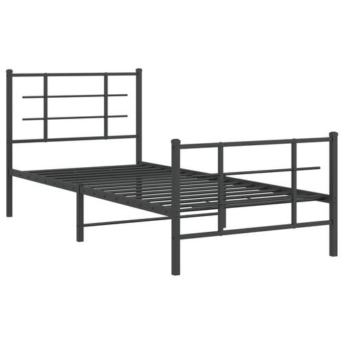 Sengeramme med sengegavl og fodgærde 90x200 cm metal sort