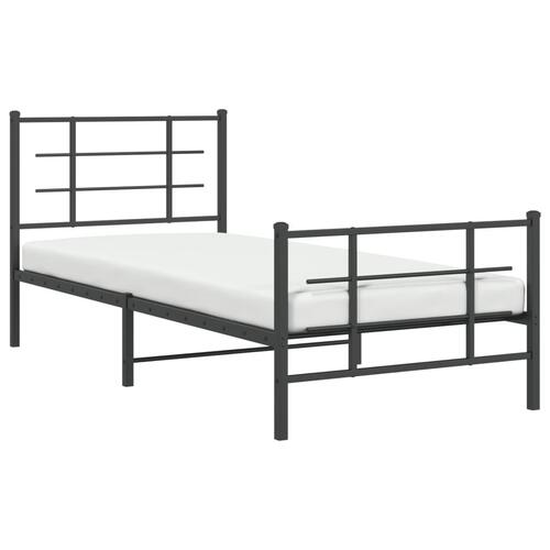Sengeramme med sengegavl og fodgærde 90x200 cm metal sort