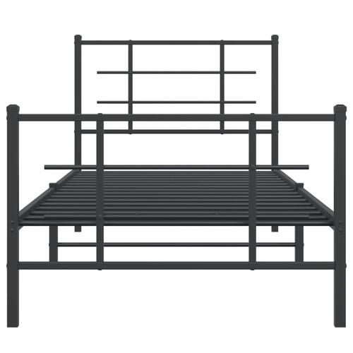 Sengeramme med sengegavl og fodgærde 90x200 cm metal sort