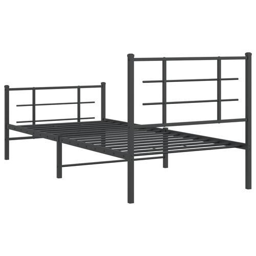 Sengeramme med sengegavl og fodgærde 90x200 cm metal sort