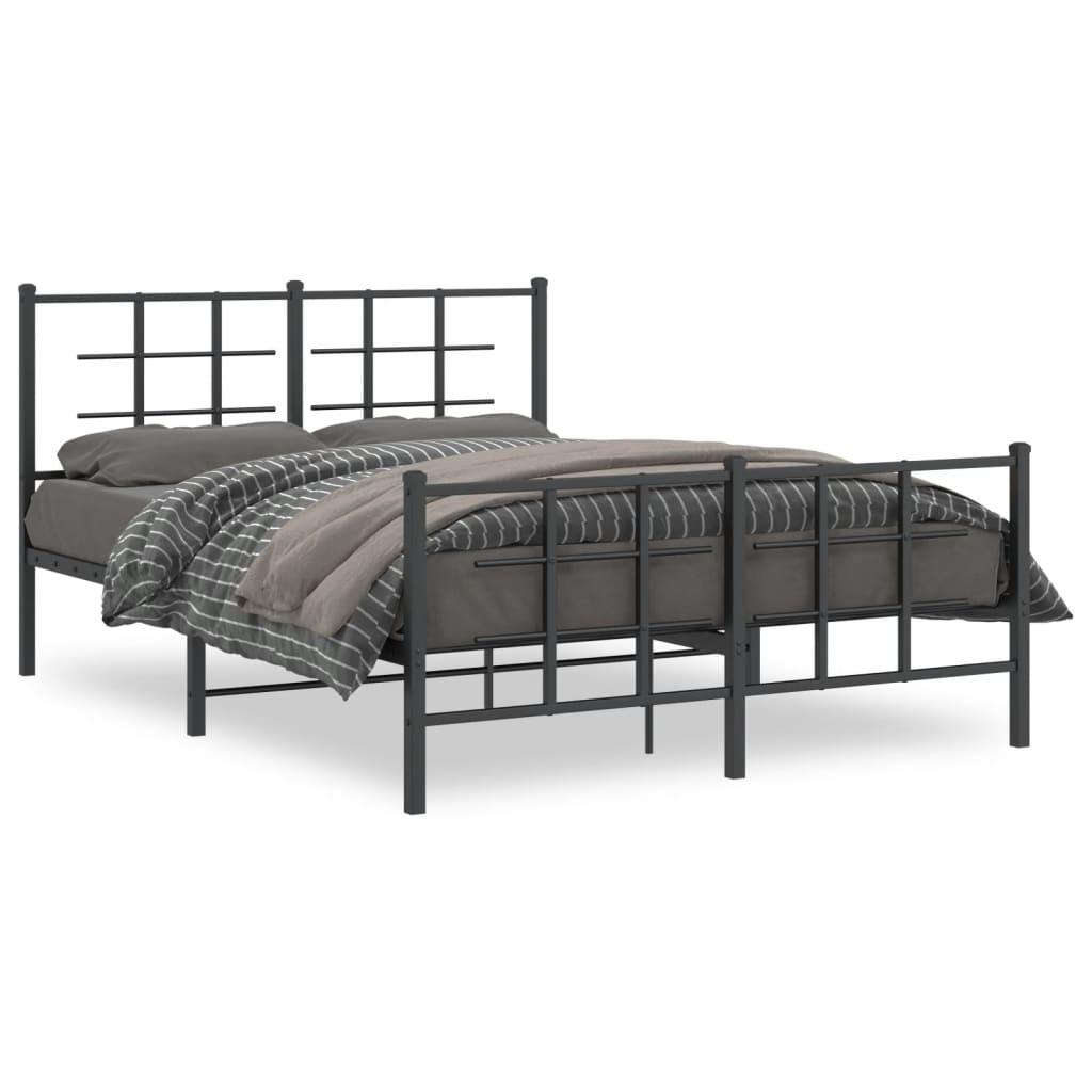 Sengeramme med sengegavl og fodgærde 140x190 cm metal sort billede