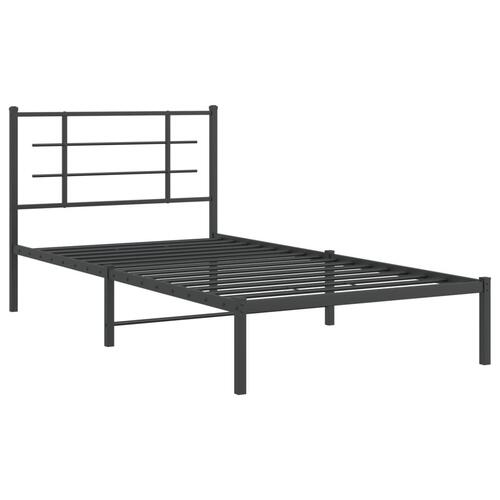 Sengeramme med sengegavl 100x200 cm metal sort