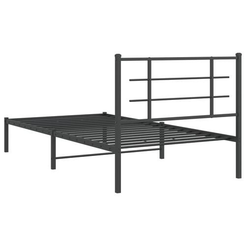 Sengeramme med sengegavl 100x200 cm metal sort