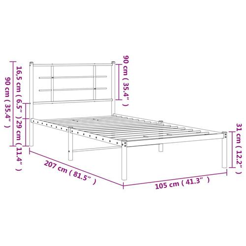 Sengeramme med sengegavl 100x200 cm metal sort
