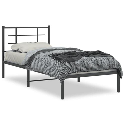 Sengeramme med sengegavl 90x200 cm metal sort