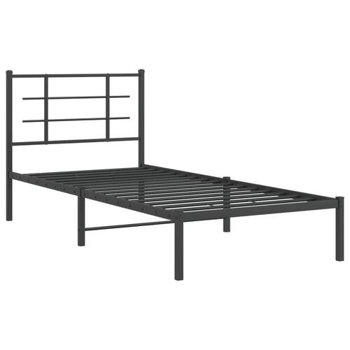 Sengeramme med sengegavl 90x200 cm metal sort