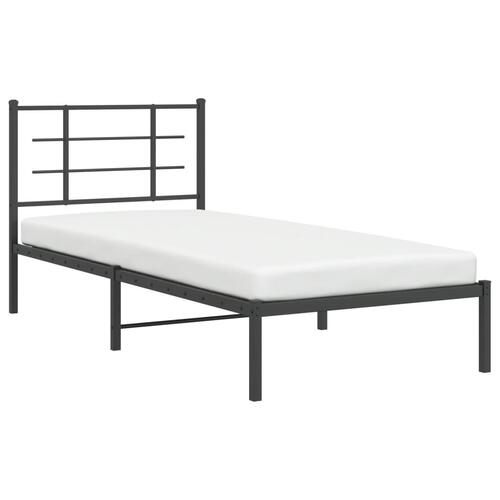 Sengeramme med sengegavl 90x200 cm metal sort