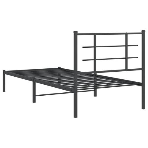 Sengeramme med sengegavl 90x200 cm metal sort