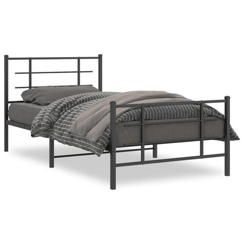 Sengeramme med sengegavl og fodgærde 107x203 cm metal sort