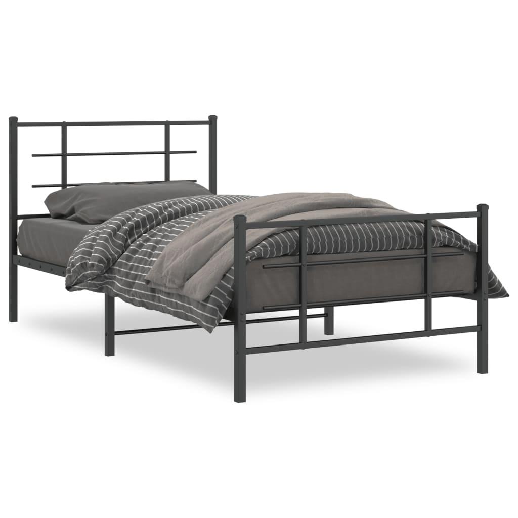 Sengeramme med sengegavl og fodgærde 107x203 cm metal sort