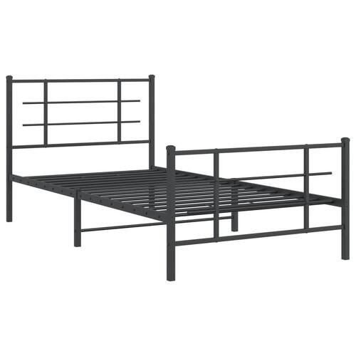 Sengeramme med sengegavl og fodgærde 107x203 cm metal sort