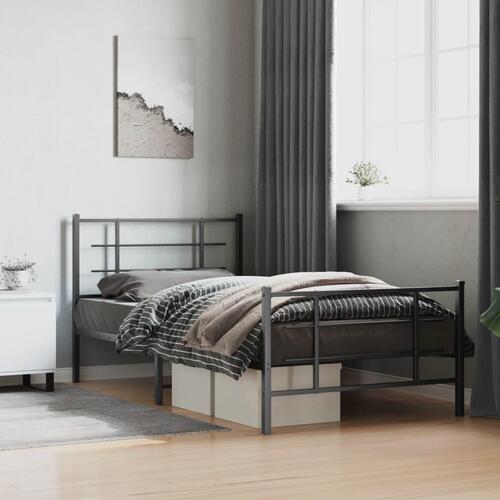 Sengeramme med sengegavl og fodgærde 107x203 cm metal sort