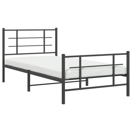 Sengeramme med sengegavl og fodgærde 107x203 cm metal sort