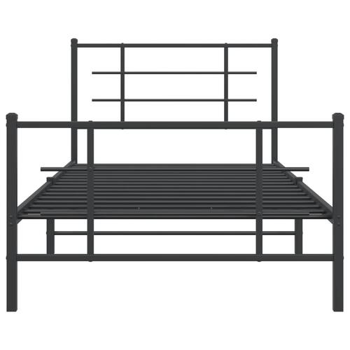 Sengeramme med sengegavl og fodgærde 107x203 cm metal sort