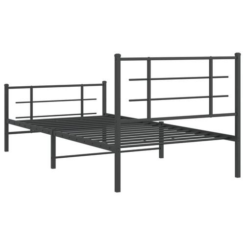 Sengeramme med sengegavl og fodgærde 107x203 cm metal sort