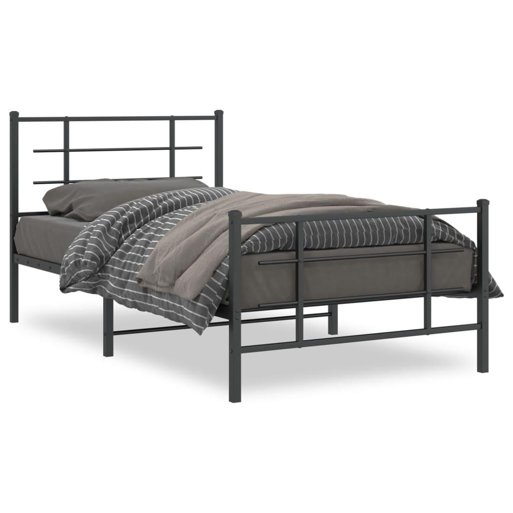 Sengeramme med sengegavl og fodgærde 100x200 cm metal sort