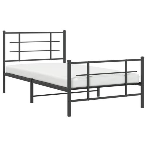 Sengeramme med sengegavl og fodgærde 100x200 cm metal sort
