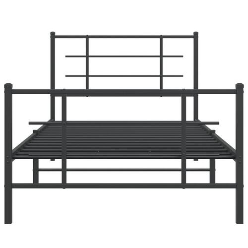 Sengeramme med sengegavl og fodgærde 100x200 cm metal sort