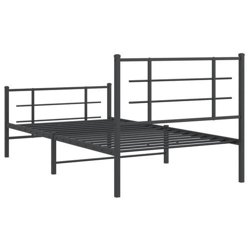 Sengeramme med sengegavl og fodgærde 100x200 cm metal sort