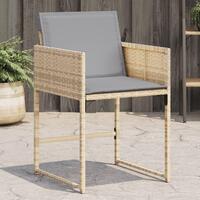 Havestole 4 stk. med hynder polyrattan blandet beige