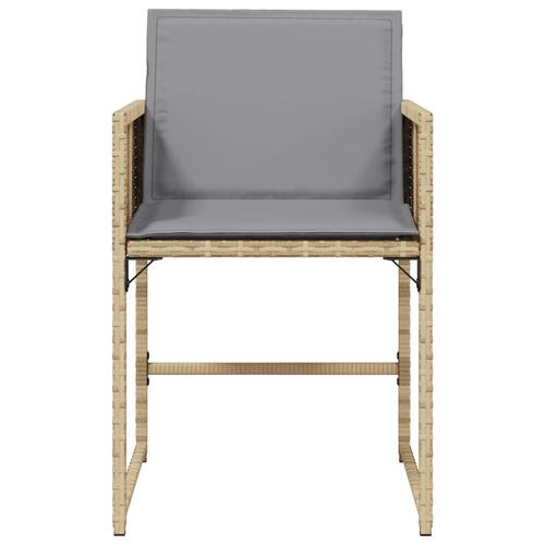Havestole 4 stk. med hynder polyrattan blandet beige