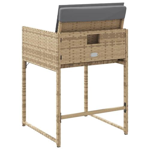 Havestole 4 stk. med hynder polyrattan blandet beige