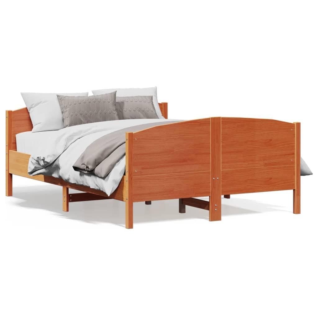 Sengeramme uden madras 150x200 cm massivt fyrretræ gyldenbrun