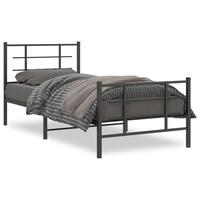 Sengeramme med sengegavl og fodgærde 90x190 cm metal sort
